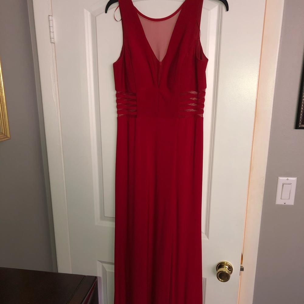 Ankle length, red, formal dress